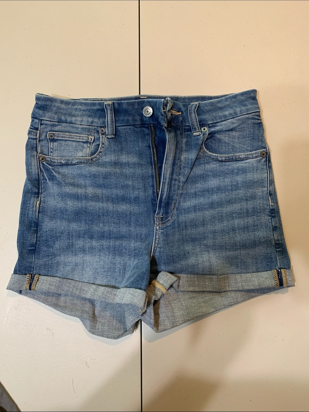 Women’s Denim Roll-Cuff Shorts - Blue